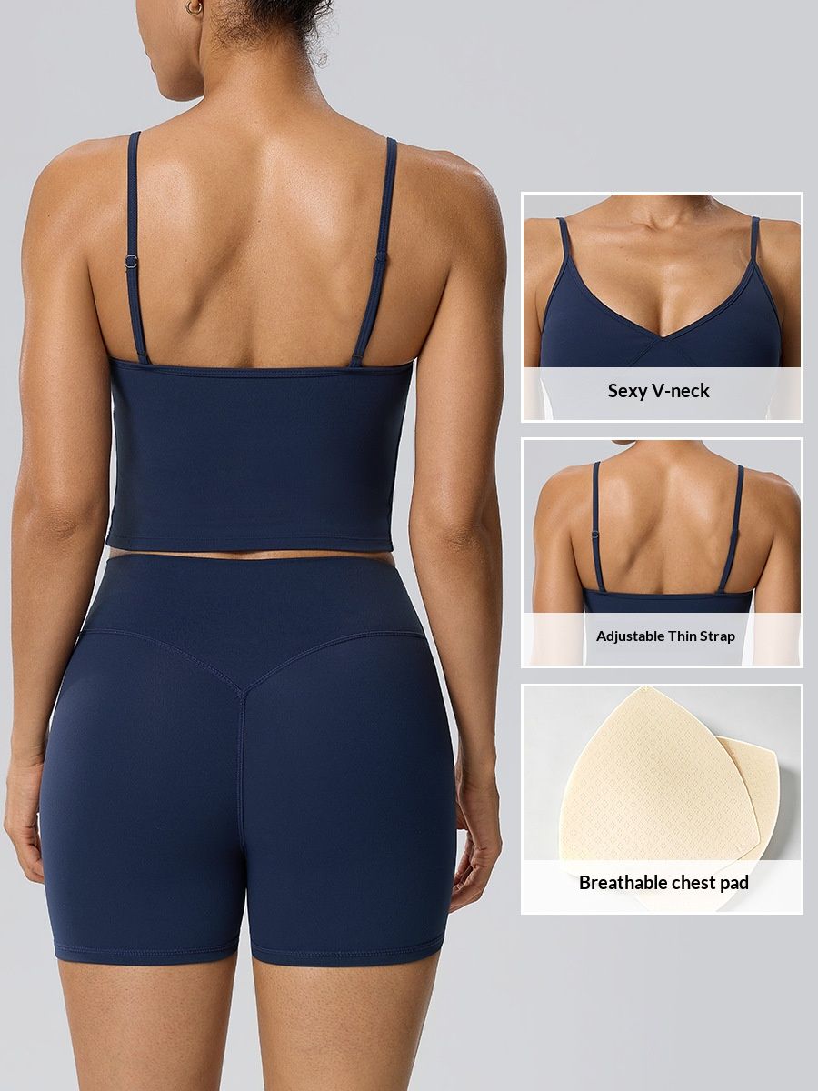 Sports Yoga Camisole Double-sided Brushed Breathable Sexy V-neck