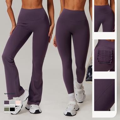 High Waisted Hip Lifting Nude Yoga Pants Running Fitness Wide Leg