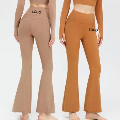 Nylon Nude Flare Yoga Trousers - Activewear - by ZQZY Sport Wear | Pietra