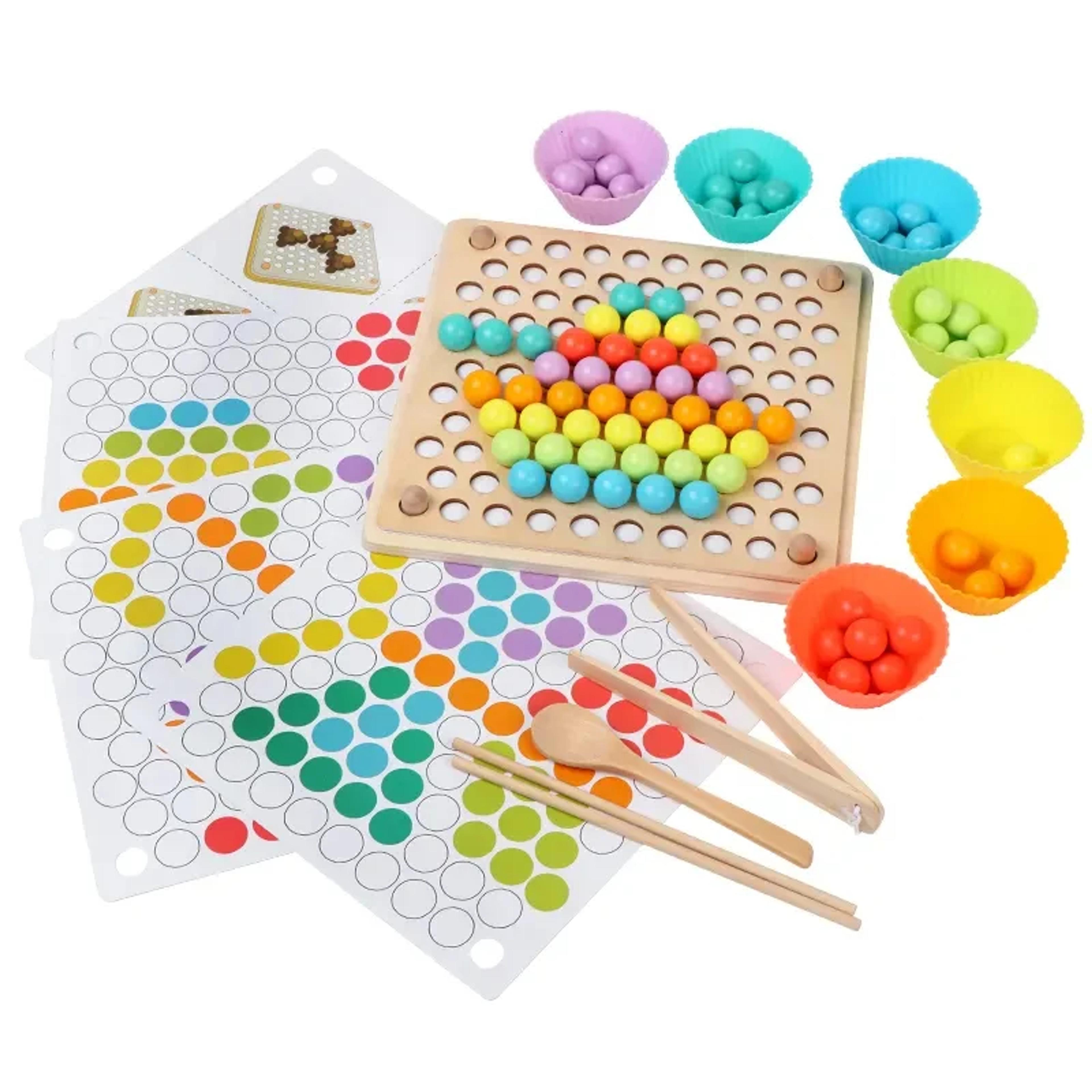Color Peg Sort Color Sorting Stacking Peg Board Game - Toys & Games - by Woodworld Co ...