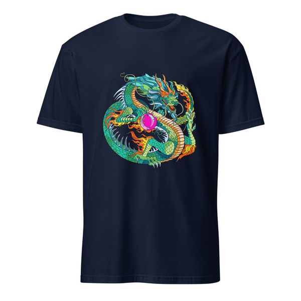 Vibrant Eastern Dragon Graphic Tee | Neon Mythical Streetwear